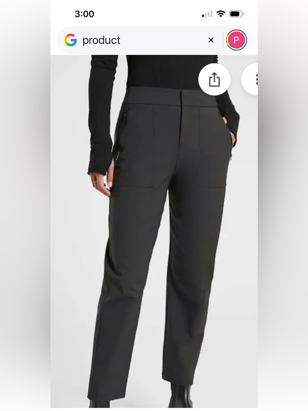 ATHLETA Wander Hybrid Straight Leg Pant black women's. Black. Size 10